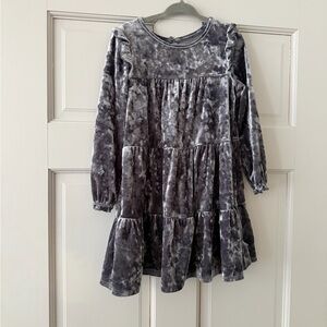 Cat & Jack Gray Velvet Tiered Long-Sleeve Dress